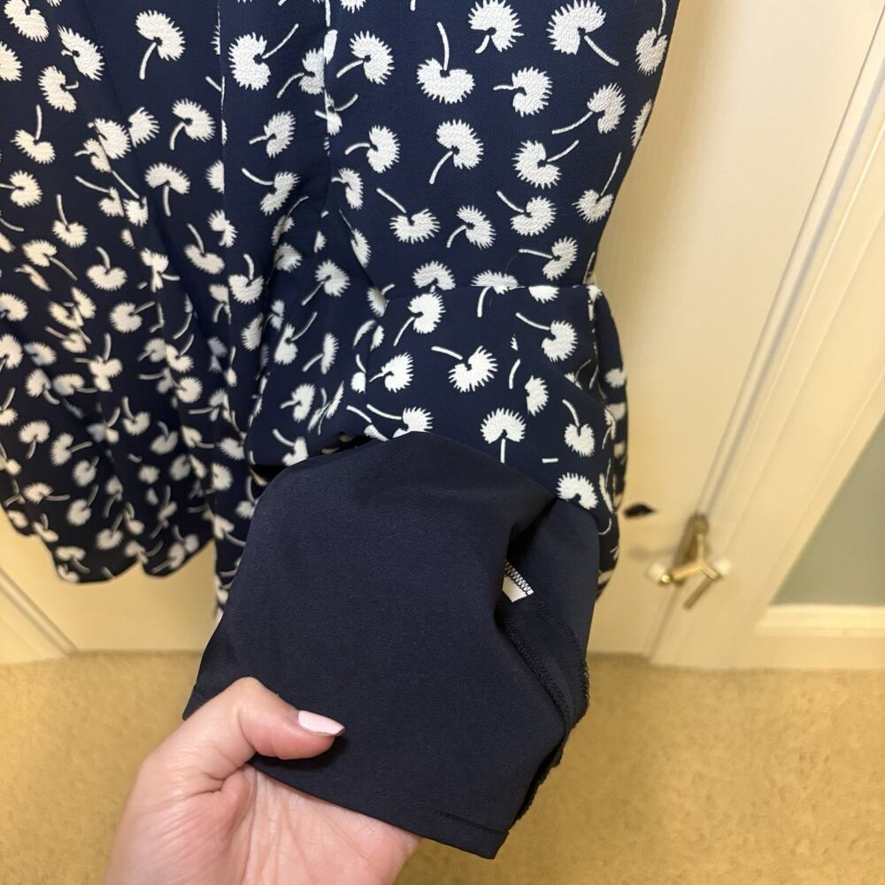 Talbots Dress Womens 10P Navy White Dandelion Midi Ruffle V-Neck Cottagecore New - Picture 6 of 16